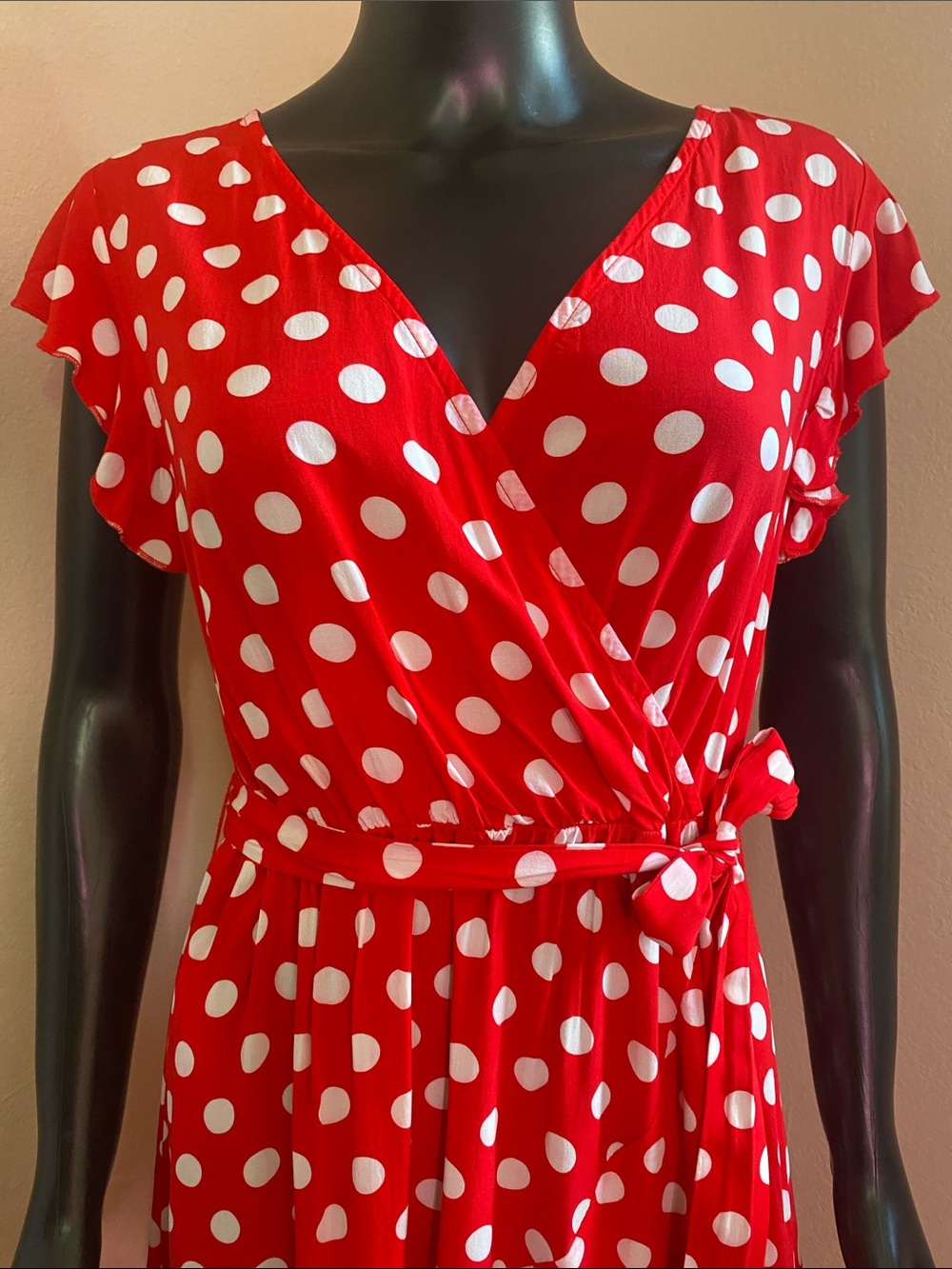 Grecerelle Red Polka Dot Maxi Dress - Picture 3 of 11